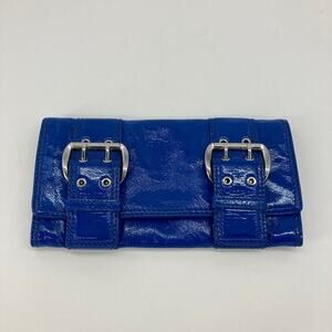Michael Kors, blue patten leather clutch